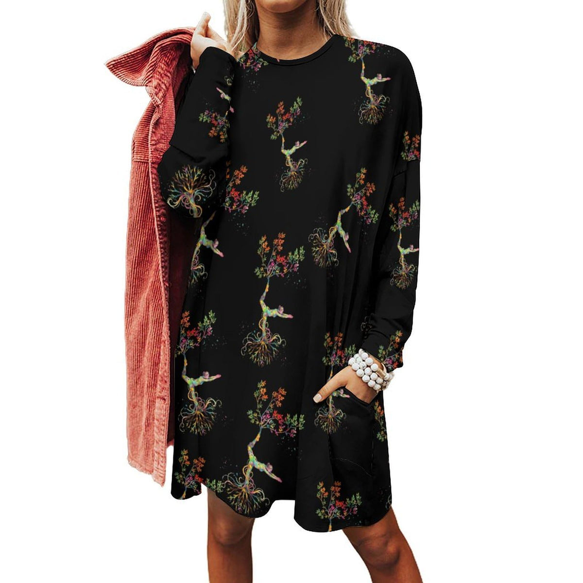 sweat-shirt pull pour femme, motif postures de yoga, taille 6XL