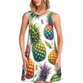 sans manches Augenstern pour femme, motif ananas coloré, coupe trapèze, avec 2 poches latérales.